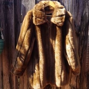 Golden Fabulous Faux Fur Dennis Basso coat L